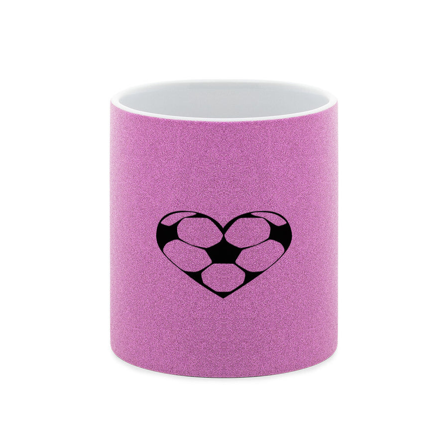 Glitter mug Football hearts