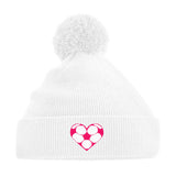 Pomponmütze mit Fußball-Herzchen in Pink 1