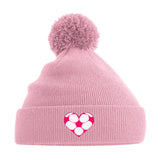 Pomponmütze mit Fußball-Herzchen in Pink 5