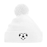 Bommelmütze mit Fußball-Herzchen in Schwarz 1