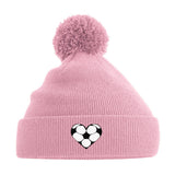 Bommelmütze mit Fußball-Herzchen in Schwarz 5