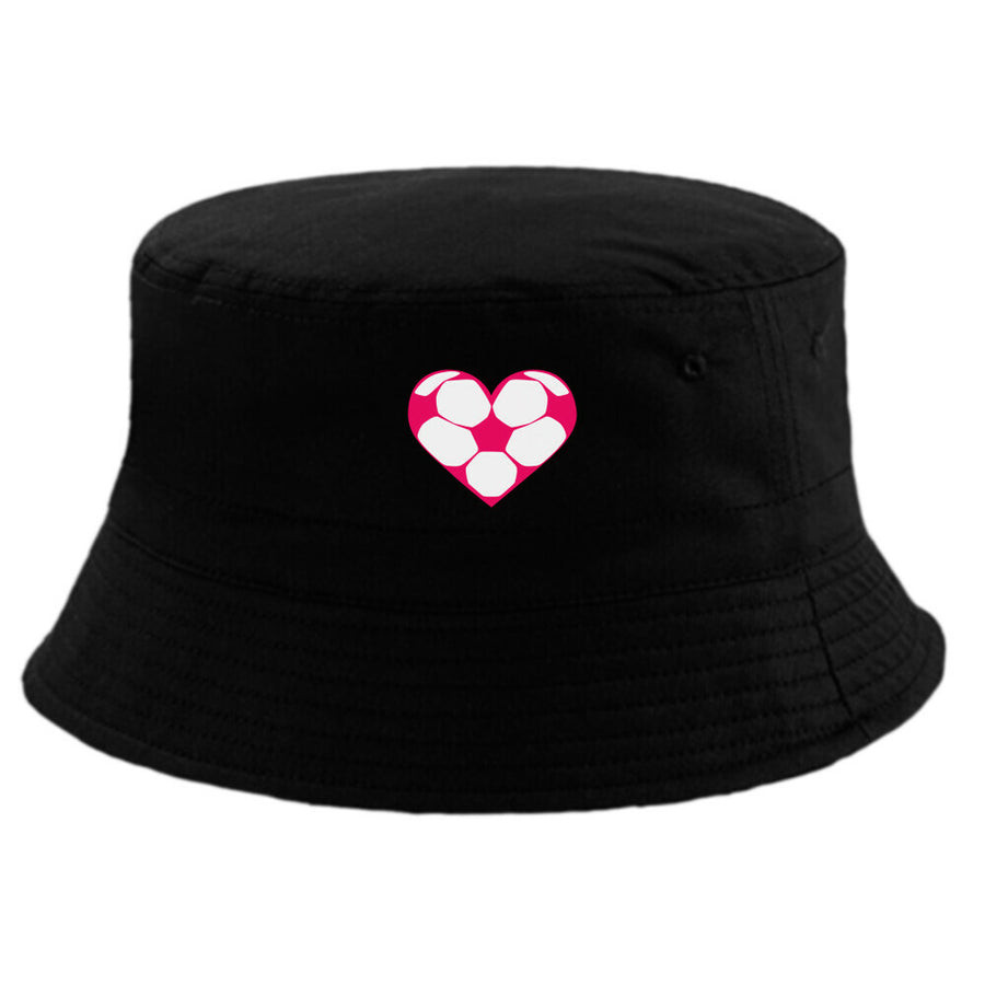 Bucket Hat mit Fußball-Herzchen in Pink