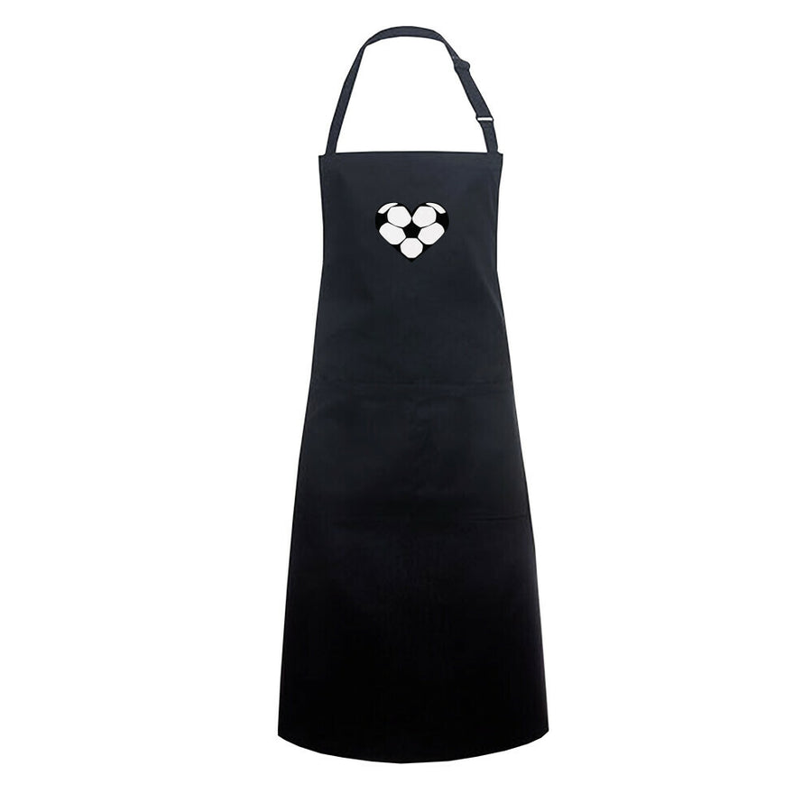 Bib Apron with Football Hearts in Black