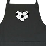 Bib Apron with Football Hearts in Black 2