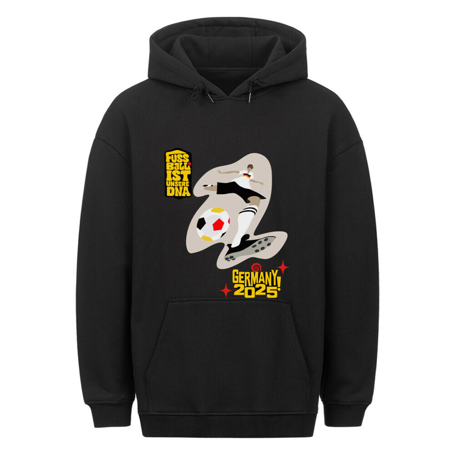 Klassischer Oversized Hoodie – Mit Taschenprint Fußball im Schoß rechts