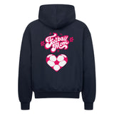 LEERSTELLE Oversized Reißverschluss-Kapuzenpullover Football Mom Fussball Herzchen 2
