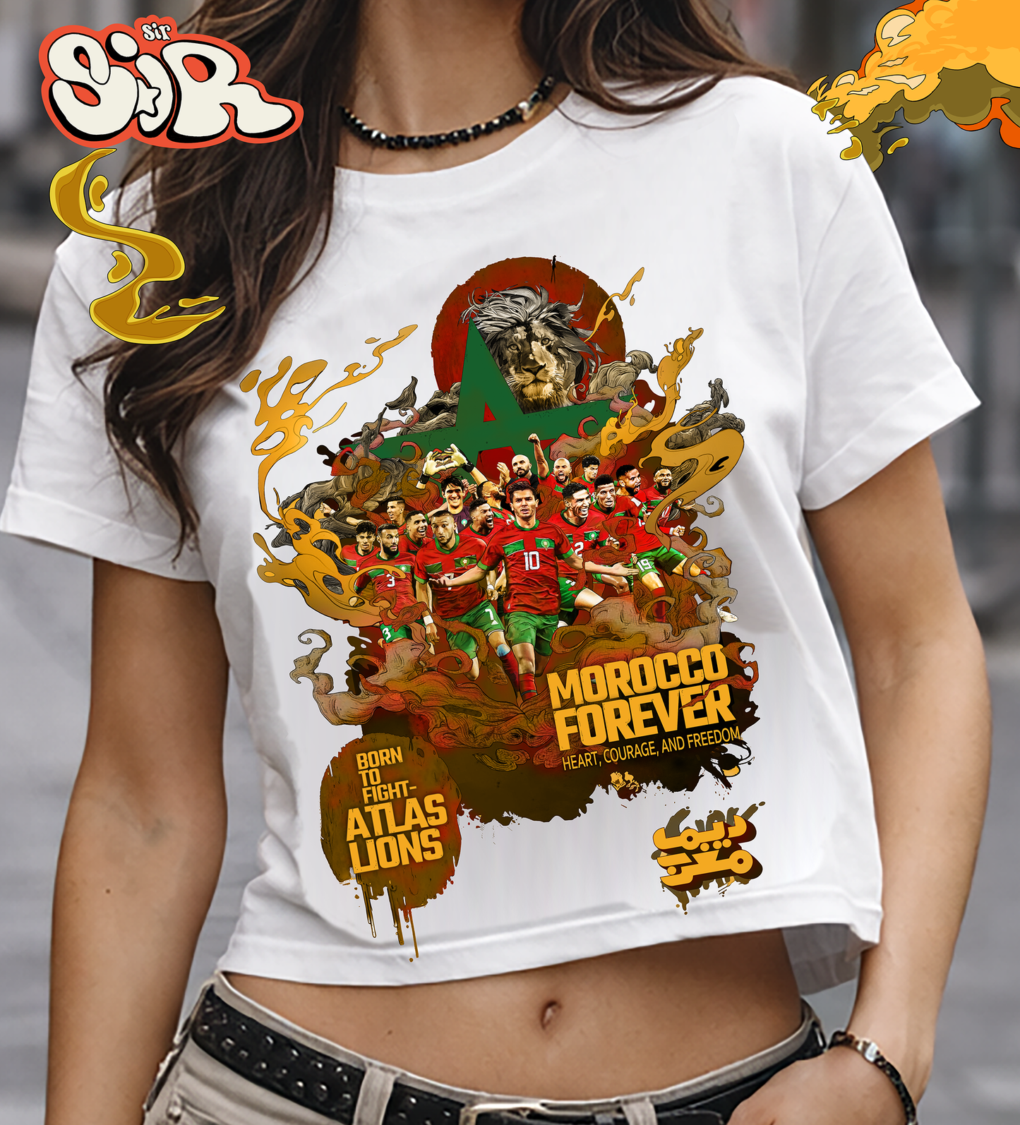 Morocco forever Moroccan Team Ladies Cropped Tee