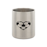 Stainless steel mug with carabiner with football heart in black 1