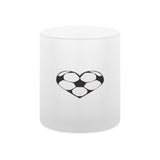 Glass mug frosted With soccer hearts in black 1