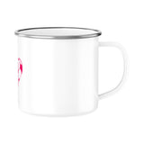 Emaille Tasse mit Fußball-Herzchen in Pink 2