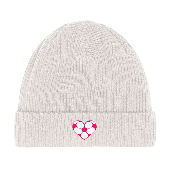 Beanie Mit Fußball Herzchen in Pink
