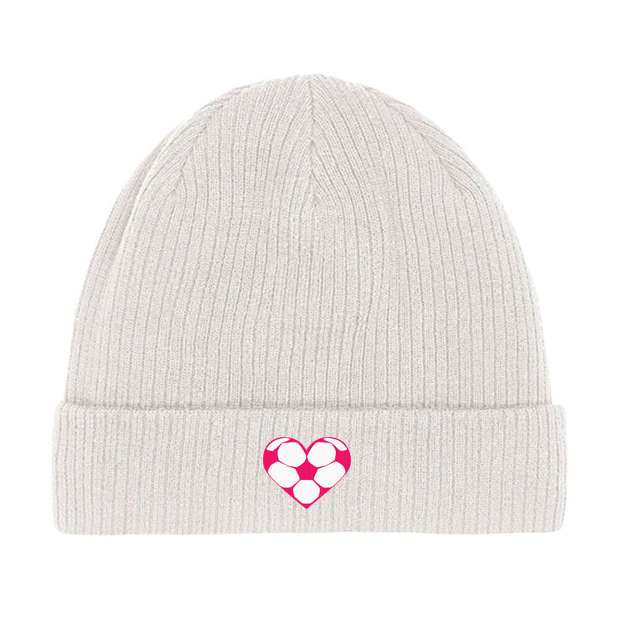 Mütze mit Fußball-Herzchen in Pink