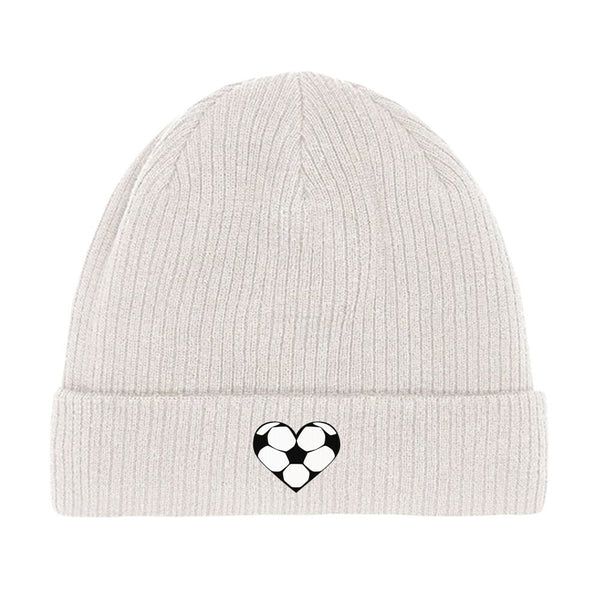 Beanie Mit Fußball Herzchen in Schwarz