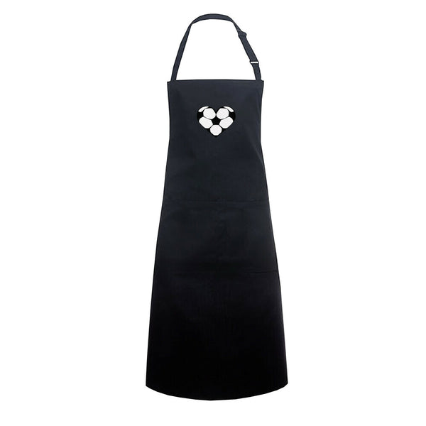Bib Apron with Football Hearts in Black