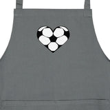 Bib Apron with Football Hearts in Black 4