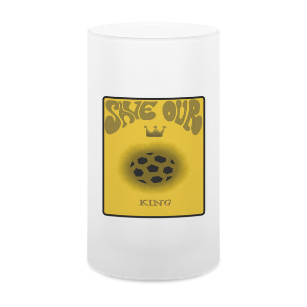 Glas-Bierkrug satiniert Save our King