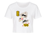 Damen bauchfreies T-Shirt Fußballschoss rechts 2