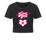 Damen Cropped T-Shirt Football Mom Herzchen 2