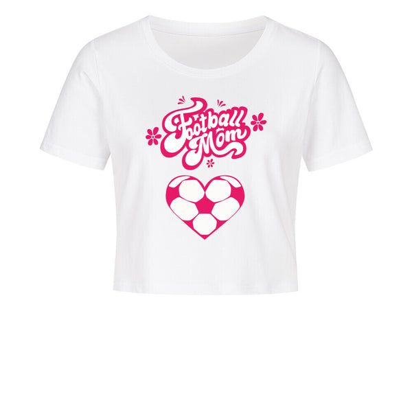 Damen Cropped T-Shirt Football Mom Herzchen