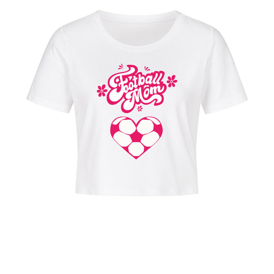 Damen Cropped T-Shirt Football Mom Herzchen