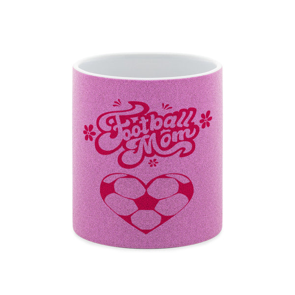 Glitzer-Tasse Football Mom Fussball Herzchen