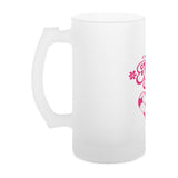 Glass beer mug frosted Football Mom Football hearts 3