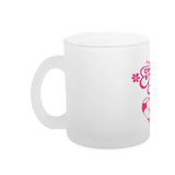 Glas-Tasse satiniert Football Mom Fußball Herzchen 3
