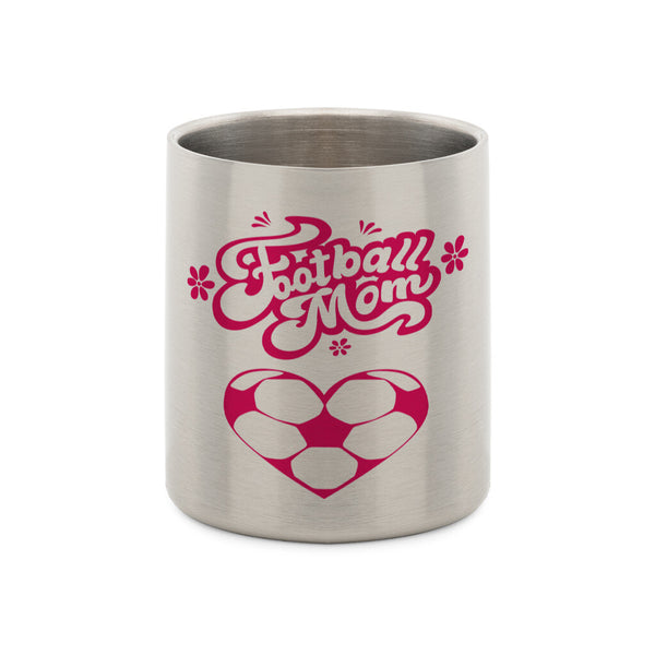 Stainless Steel Mug with Carabiner Football Mom Soccer Heart