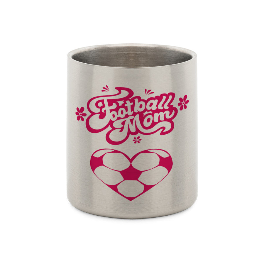 Stainless Steel Mug with Carabiner Football Mom Soccer Heart
