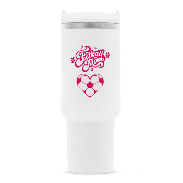 Thermobecher Football Mom Fussball Herzchen