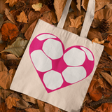 Jutebeutel mit Fußball-Herzchen in Pink 1