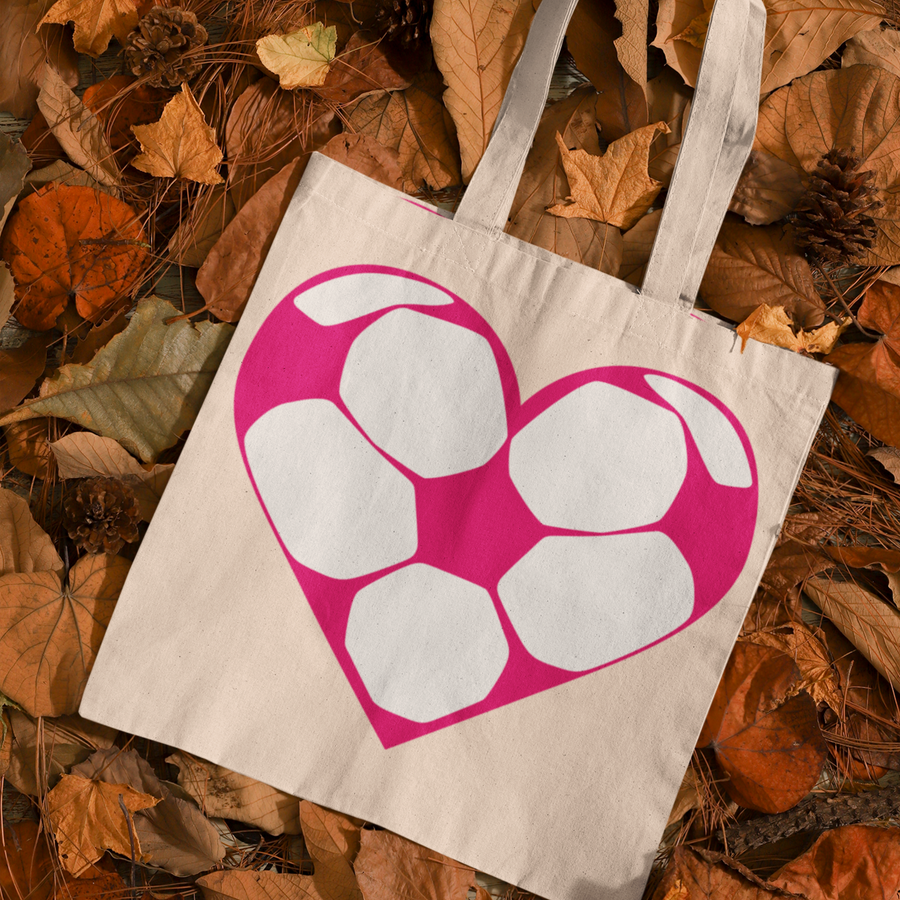 Jutebeutel mit Fußball-Herzchen in Pink