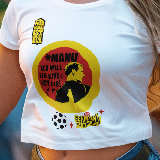 Ladies Cropped Tee Manu ich will ein Kind von dir Merry Christmas